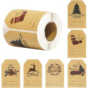 Trazzo Christmas Gift Tags Stickers-Christmas Name Tags-Christmas Decorations for Gifts Festival Writable Label Wrapping Holiday Santa to from Gift Tag Stickers for Presents 200 Pcs & 2 x 3 Inch