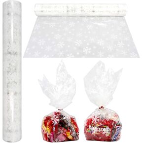 AnapoliZ Christmas Cellophane Wrap Roll | 100’ Ft. Long X 16" in. Wide | 2.3 Mil Thick, Crystal Clear with Christmas Designs| Gifts, Baskets, Treats, Cello Wrapping Paper | Santa, Snowman Cello Roll in Kuwait