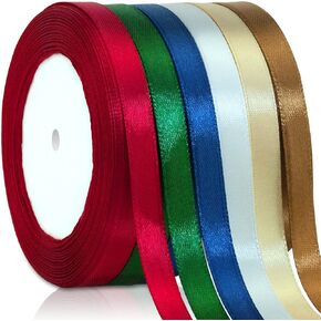 جاك كلوي شريط عيد الميلاد 150 ياردة لتغليف الهدايا، 3/8 "عرض عطلة الشريط الساتان للحرف اليدوية، نسيج عيد الميلاد التفاف الشريط لتزيين الحلي إكليل هدية مشروع DIY in Kuwait