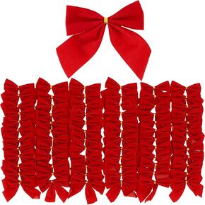 Iconikal Mini Small Velvet Bows, Red, 3.5 x 3.5-Inch, 72-Pack