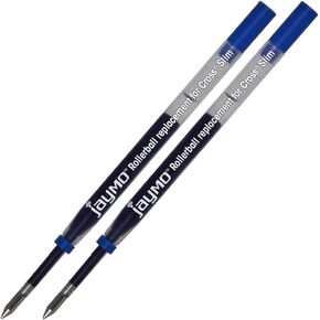 Jaymo Replacement for Cross Slim 8910-1 - Measures 4 in / 102 mm Long - Gel Rolling Ball Pen Refill - 2 Black