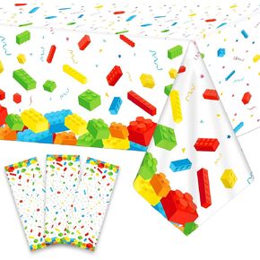 chiazllta 3 Pcs Building Blocks Party Tablecloth 137 x 54 Inches Building Blocks Theme Party Decorations Disposable Plastic Table Cover for Children Kids Blocks Birthday Party Decor Supplies Favors in Kuwait