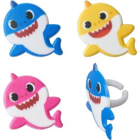 DecoSet Baby Shark Cake Topper, 3-Piece Set with Mom, Dad and Little One, Adorable Decorations with Collectible Figurines