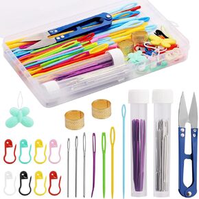 53 PCS Yarn Needles Kit,Plastic Large Eye Sewing Needles, Large-Eye Blunt Needles, Bent Tapestry Needles, Yarn Needles Crafting Knitting Stringing Needles with Storage Box for Knitting Crochet