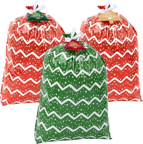 أكياس هدايا عيد الميلاد الكبيرة، 3 أكياس عيد الميلاد كبيرة الحجم مقاس 44 بوصة × 36 بوصة أكياس هدايا ضخمة للهدايا الكبيرة الضخمة، هدايا تغليف للأطفال على شكل دراجة دراجة وأكياس هدايا عيد الميلاد، حقيبة هدايا بلاستيكية للعطلات أقل من 10 دولارات in Kuwait