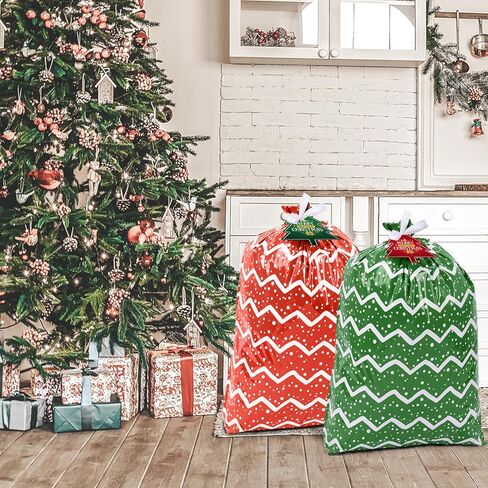 أكياس هدايا عيد الميلاد الكبيرة، 3 أكياس عيد الميلاد كبيرة الحجم مقاس 44 بوصة × 36 بوصة أكياس هدايا ضخمة للهدايا الكبيرة الضخمة، هدايا تغليف للأطفال على شكل دراجة دراجة وأكياس هدايا عيد الميلاد، حقيبة هدايا بلاستيكية للعطلات أقل من 10 دولارات in Kuwait