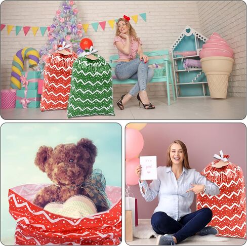 أكياس هدايا عيد الميلاد الكبيرة، 3 أكياس عيد الميلاد كبيرة الحجم مقاس 44 بوصة × 36 بوصة أكياس هدايا ضخمة للهدايا الكبيرة الضخمة، هدايا تغليف للأطفال على شكل دراجة دراجة وأكياس هدايا عيد الميلاد، حقيبة هدايا بلاستيكية للعطلات أقل من 10 دولارات in Kuwait