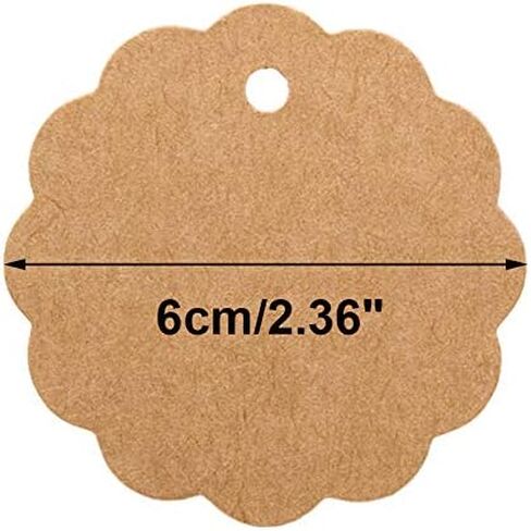 G2PLUS 100Pcs Scalloped Tags with Twines,2.4'' Round Kraft Paper Tag in Saudi Arabia