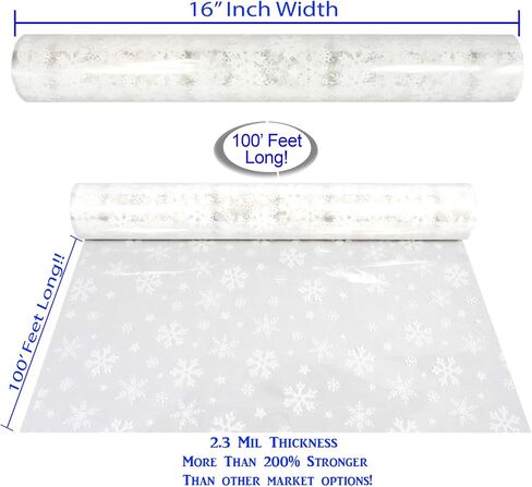 AnapoliZ Christmas Cellophane Wrap Roll | 100’ Ft. Long X 16" in. Wide | 2.3 Mil Thick, Crystal Clear with Christmas Designs| Gifts, Baskets, Treats, Cello Wrapping Paper | Santa, Snowman Cello Roll in Kuwait