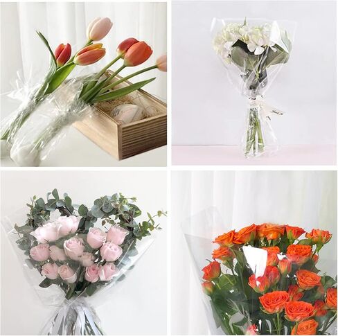 Yotelab لفة لف السيلوفان، لفة السيلوفان، 31.5 بوصة × 100 قدم ورق تغليف بلاستيكي شفاف لتغليف سلال الهدايا in Kuwait