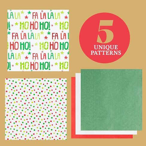 Christmas Tissue Paper for Gift Bags- 100 Sheets of Tissue Paper for Christmas Gift Wrap (20" x 20")- Holiday Tissue Paper Bulk 100 Sheets in Kuwait