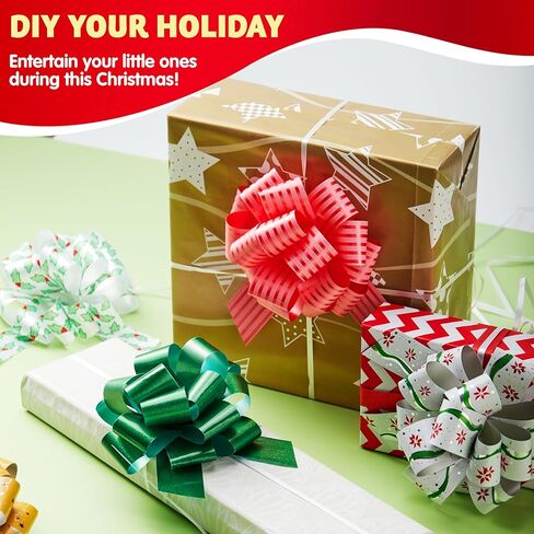 24 قطعة من أقواس سحب شريط تغليف هدايا عيد الميلاد من JOYIN (عرض 5 بوصات)؛ ملحق تغليف هدايا سهل وسريع لهدايا عيد الميلاد، والأقواس، والسلال، وتزيين زجاجات النبيذ، وتغليف الهدايا والديكور. in Kuwait