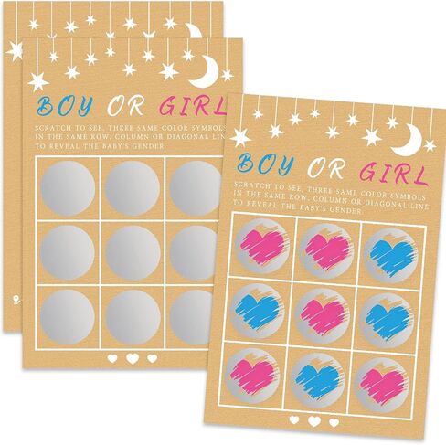 Senfaro Its a Girl Tic Tac Toe Board Gender Reveal Scratch Off Scratcher Lottery Tickets Cards Double Sided Gender Announcement Cards Family Friends Baby Shower Game 25 Pack in Kuwait