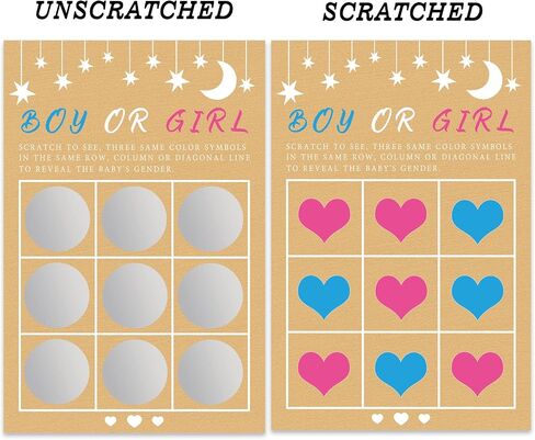 Senfaro Its a Girl Tic Tac Toe Board Gender Reveal Scratch Off Scratcher Lottery Tickets Cards Double Sided Gender Announcement Cards Family Friends Baby Shower Game 25 Pack in Kuwait