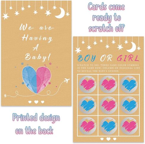 Senfaro Its a Girl Tic Tac Toe Board Gender Reveal Scratch Off Scratcher Lottery Tickets Cards Double Sided Gender Announcement Cards Family Friends Baby Shower Game 25 Pack in Kuwait