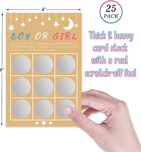 Senfaro Its a Girl Tic Tac Toe Board Gender Reveal Scratch Off Scratcher Lottery Tickets Cards Double Sided Gender Announcement Cards Family Friends Baby Shower Game 25 Pack in Kuwait