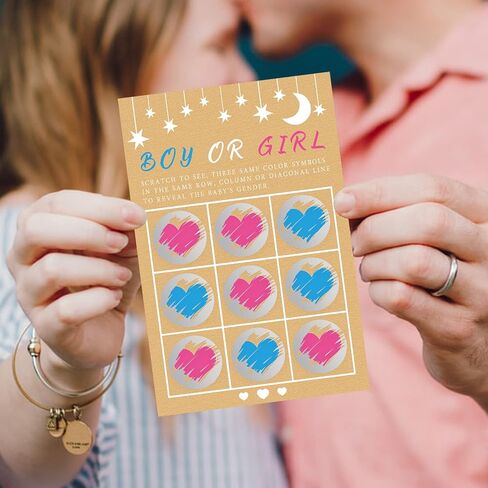 Senfaro Its a Girl Tic Tac Toe Board Gender Reveal Scratch Off Scratcher Lottery Tickets Cards Double Sided Gender Announcement Cards Family Friends Baby Shower Game 25 Pack in Kuwait