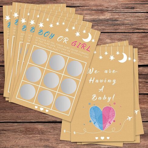 Senfaro Its a Girl Tic Tac Toe Board Gender Reveal Scratch Off Scratcher Lottery Tickets Cards Double Sided Gender Announcement Cards Family Friends Baby Shower Game 25 Pack in Kuwait