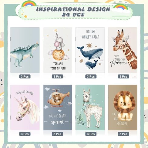 Colarr 24 Pcs Back to School Gifts for Students Inspirational Small Notebooks Bulk Mini Notepads for Kids Cute Animals Pun Small Journals Camp Stationery for Girls Boys Kindergarten Favors Office in Saudi Arabia