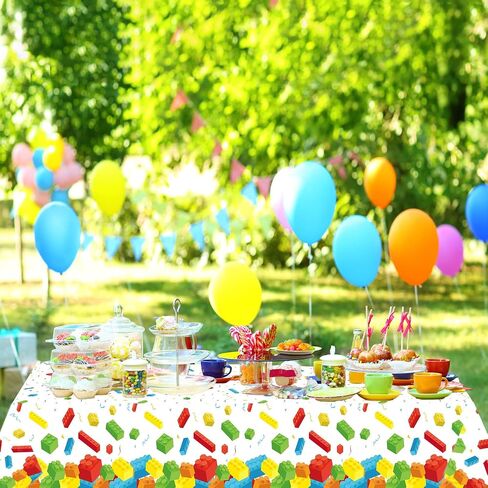 chiazllta 3 Pcs Building Blocks Party Tablecloth 137 x 54 Inches Building Blocks Theme Party Decorations Disposable Plastic Table Cover for Children Kids Blocks Birthday Party Decor Supplies Favors in Kuwait