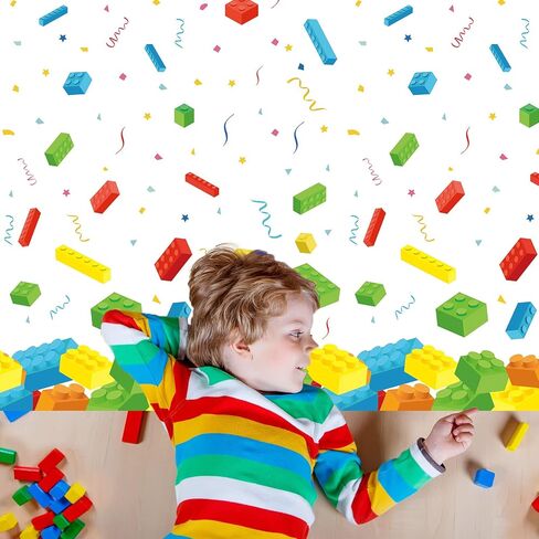 chiazllta 3 Pcs Building Blocks Party Tablecloth 137 x 54 Inches Building Blocks Theme Party Decorations Disposable Plastic Table Cover for Children Kids Blocks Birthday Party Decor Supplies Favors in Kuwait