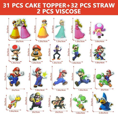 غلاف كعكة سوبر بروس، 31 قطعة لتزيين كعكة عيد الميلاد من سوبر بروس، أغطية كب كيك لعبة فيديو للأولاد والبنات، لوازم حفلات أعياد الميلاد من سوبر بروس in Kuwait