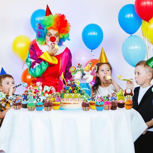 غلاف كعكة سوبر بروس، 31 قطعة لتزيين كعكة عيد الميلاد من سوبر بروس، أغطية كب كيك لعبة فيديو للأولاد والبنات، لوازم حفلات أعياد الميلاد من سوبر بروس in Kuwait