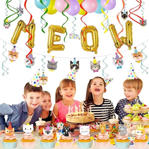 25PCS Cute Cat Cats Themed Birthday Cake Topper Cupcake Toppers Party Supplies Decorations Favors Decor Gifts for Girls Boys Kids Teen Games Baby Shower School Rewards Carnival Wedding Theme Halloween in Saudi Arabia