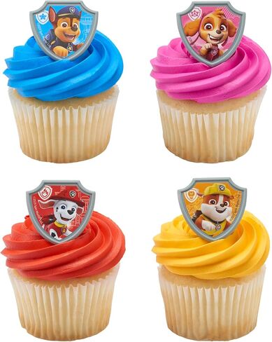 DecoPac Paw Patrol Reporting For Duty Rings, Cupcake Decorations Featuring Chase, Marshall, Skye, And Rubble - 24 Pack in Kuwait