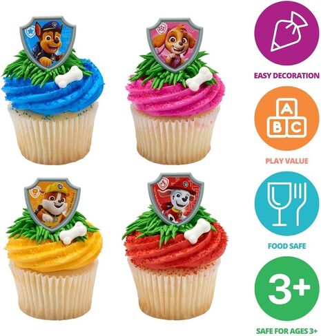 DecoPac Paw Patrol Reporting For Duty Rings, Cupcake Decorations Featuring Chase, Marshall, Skye, And Rubble - 24 Pack in Kuwait