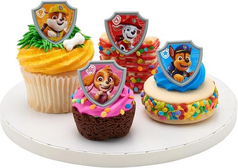 DecoPac Paw Patrol Reporting For Duty Rings, Cupcake Decorations Featuring Chase, Marshall, Skye, And Rubble - 24 Pack in Kuwait