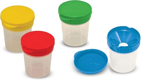 Melissa & Doug Spill-Proof Paint Cups - 4-Pack, Airtight Seal, Snap Lids - Kid-Safe Reusable No-Spill Paint Cups Storage Containers in Kuwait