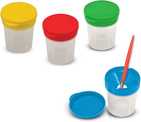 Melissa & Doug Spill-Proof Paint Cups - 4-Pack, Airtight Seal, Snap Lids - Kid-Safe Reusable No-Spill Paint Cups Storage Containers in Kuwait