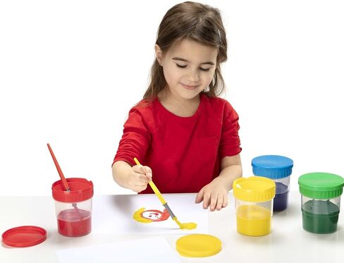 Melissa & Doug Spill-Proof Paint Cups - 4-Pack, Airtight Seal, Snap Lids - Kid-Safe Reusable No-Spill Paint Cups Storage Containers in Kuwait