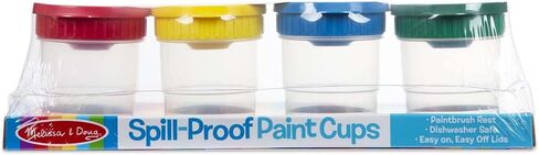 Melissa & Doug Spill-Proof Paint Cups - 4-Pack, Airtight Seal, Snap Lids - Kid-Safe Reusable No-Spill Paint Cups Storage Containers in Kuwait