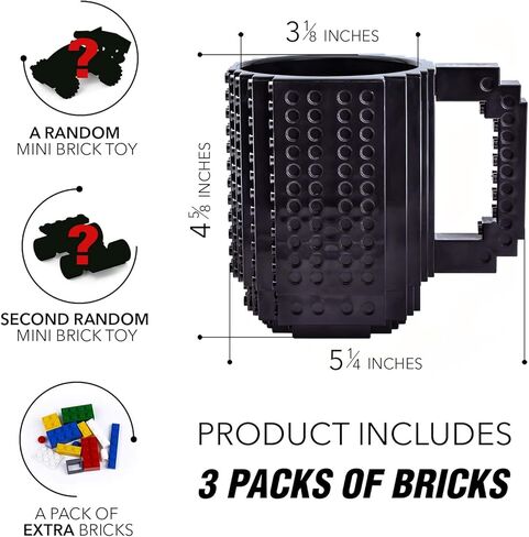 Build-on Brick Mug BPA-Free Funny Coffee Mug with 3 Packs of Building Blocks Compatible with Major Brands, Funny Cups for Kids 16OZ (Baby Blue) in Kuwait