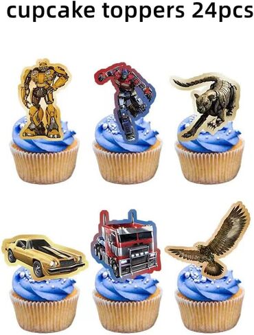 25 قطعة من زينة الكيك الروبوتية لتزيين الكب كيك للاولاد والبنات in Kuwait