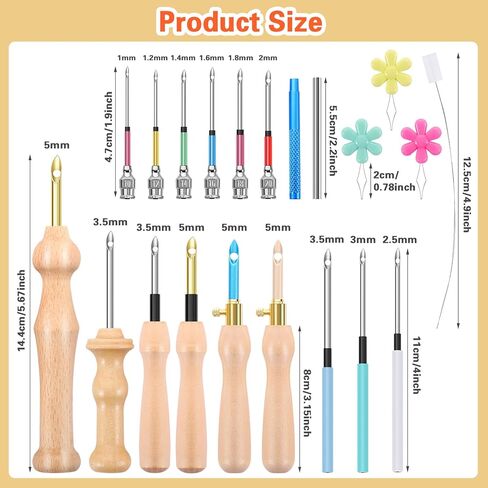 طقم إبر خرامة 22 قطعة، مجموعة إبر خرامة خشبية قابلة للتعديل مع صندوق هدايا عيد الميلاد للبالغين المبتدئين والتطريز in Kuwait
