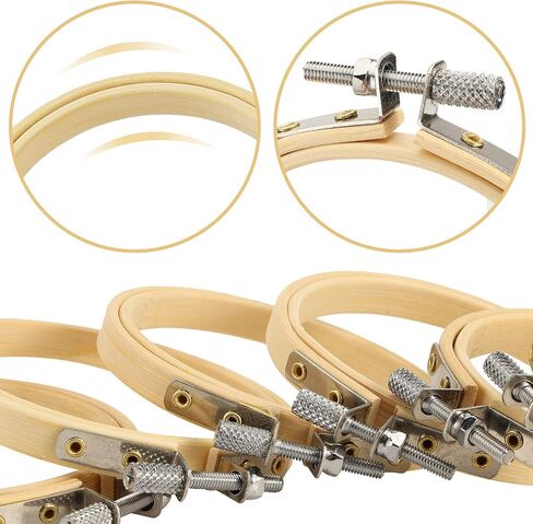 BigOtters 10PCS Embroidery Hoops, 6 Inch Adjustable Bamboo Circle Cross Stitch Hoop Ring Bulk Wholesale for Home Ornaments Art Craft Handy Sewing DIY Favor in Saudi Arabia