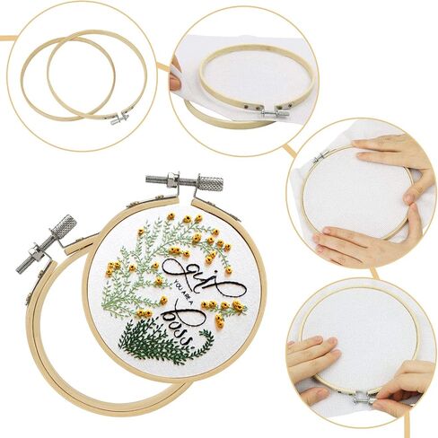 BigOtters 10PCS Embroidery Hoops, 6 Inch Adjustable Bamboo Circle Cross Stitch Hoop Ring Bulk Wholesale for Home Ornaments Art Craft Handy Sewing DIY Favor in Saudi Arabia