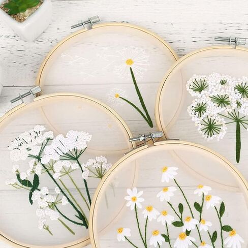 BigOtters 10PCS Embroidery Hoops, 6 Inch Adjustable Bamboo Circle Cross Stitch Hoop Ring Bulk Wholesale for Home Ornaments Art Craft Handy Sewing DIY Favor in Saudi Arabia