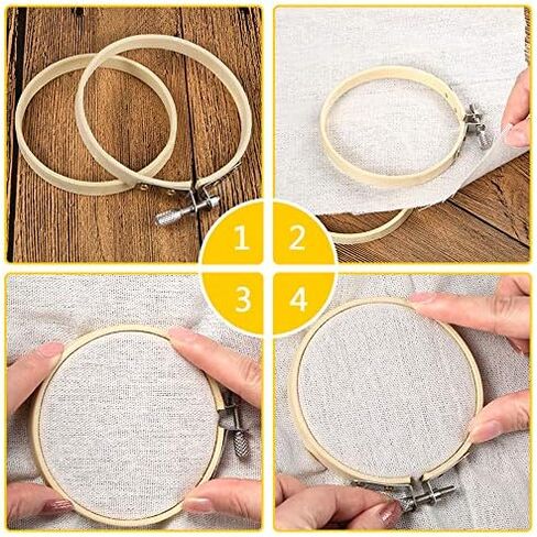 Pllieay 10 Pieces 4 Inch Round Embroidery Hoops Bamboo Circle Cross Stitch Hoop Rings for Art Craft Sewing in Kuwait