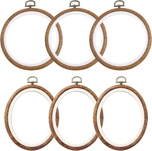 8 Pcs/Set Mini Embroidery Hoops 3 Inch Round Imitated Wood Plastic Display Frame Reusable Circle Cross Stitch Hoop Ring for Art Craft Sewing and Hanging Ornaments Home Decor in Kuwait