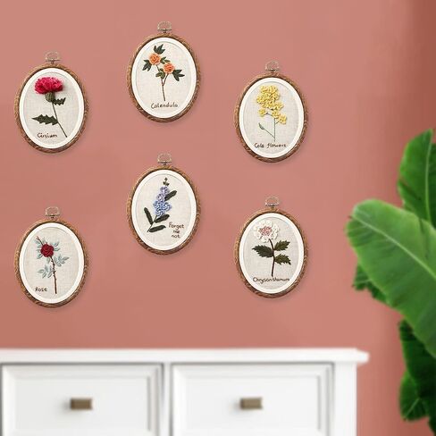 8 Pcs/Set Mini Embroidery Hoops 3 Inch Round Imitated Wood Plastic Display Frame Reusable Circle Cross Stitch Hoop Ring for Art Craft Sewing and Hanging Ornaments Home Decor in Kuwait