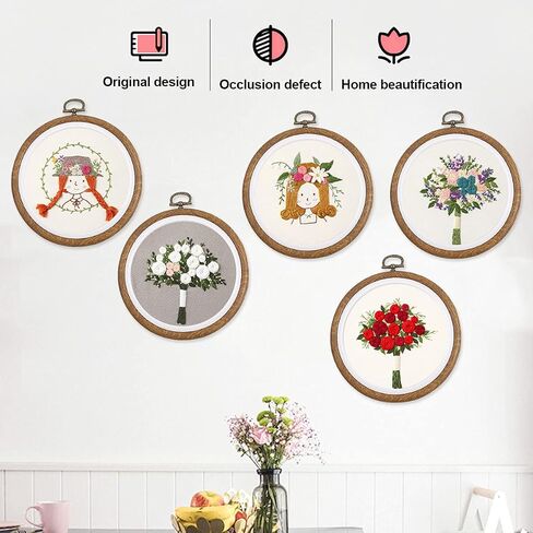 8 Pcs/Set Mini Embroidery Hoops 3 Inch Round Imitated Wood Plastic Display Frame Reusable Circle Cross Stitch Hoop Ring for Art Craft Sewing and Hanging Ornaments Home Decor in Kuwait