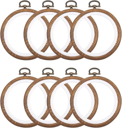 8 Pcs/Set Mini Embroidery Hoops 3 Inch Round Imitated Wood Plastic Display Frame Reusable Circle Cross Stitch Hoop Ring for Art Craft Sewing and Hanging Ornaments Home Decor in Kuwait