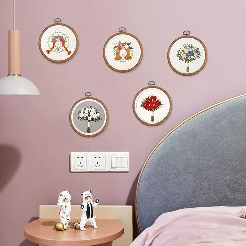 8 Pcs/Set Mini Embroidery Hoops 3 Inch Round Imitated Wood Plastic Display Frame Reusable Circle Cross Stitch Hoop Ring for Art Craft Sewing and Hanging Ornaments Home Decor in Kuwait