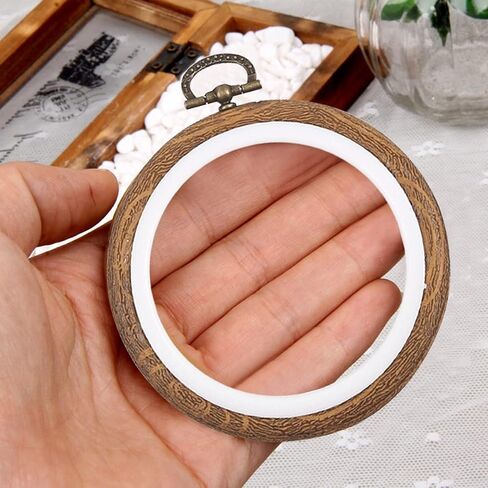 8 Pcs/Set Mini Embroidery Hoops 3 Inch Round Imitated Wood Plastic Display Frame Reusable Circle Cross Stitch Hoop Ring for Art Craft Sewing and Hanging Ornaments Home Decor in Kuwait