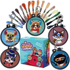 Cross Stitch Kit for Kids - 5 Easy Stamped Embroidery Kits for Beginners in Saudi Arabia