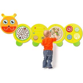 Monläurd® Caterpillar Montessori Busy Board,Sensory Board,Educational Toys,Activity Cube,Wall Toys,Daycare Furniture,Playroom Furniture,Interactive Toys,Wooden Toys,Learning Toys,Boys and Girls 6 M+